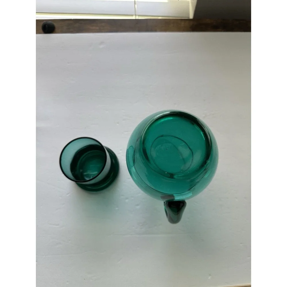 Vintage Teal Green Glass Bedside 
